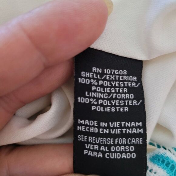 R&K Pastel Chevron Lace Overlay Sleeveless Scoop Tea Length Dress White Sz 10 - Picture 11 of 11